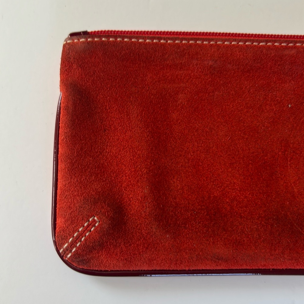 Vintage Coach Red Suede with Patent leather trim Wristlet Clutch - Picture 5 of 12